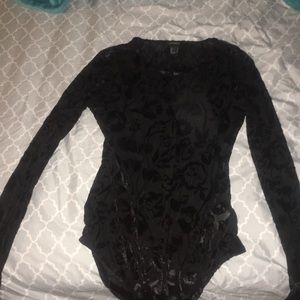 Long sleeve black transparent shirt with Roses